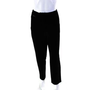 L Academie Womens Zipper Fly High Rise Straight Leg Trouser Pants Black Large